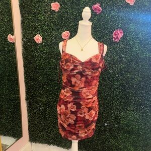 Floral Burgundy Mini Dress